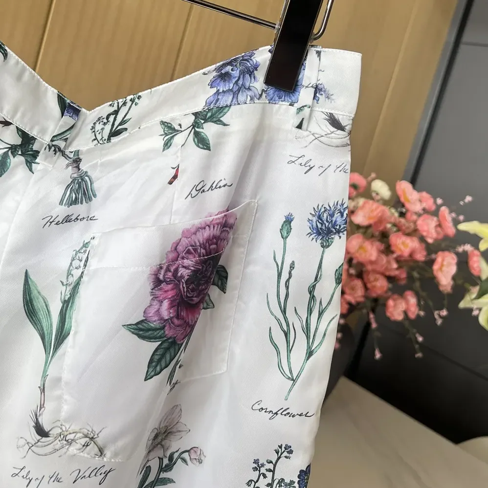 Dior Herbarium Illustration Bermuda Shorts in White Silk for Men