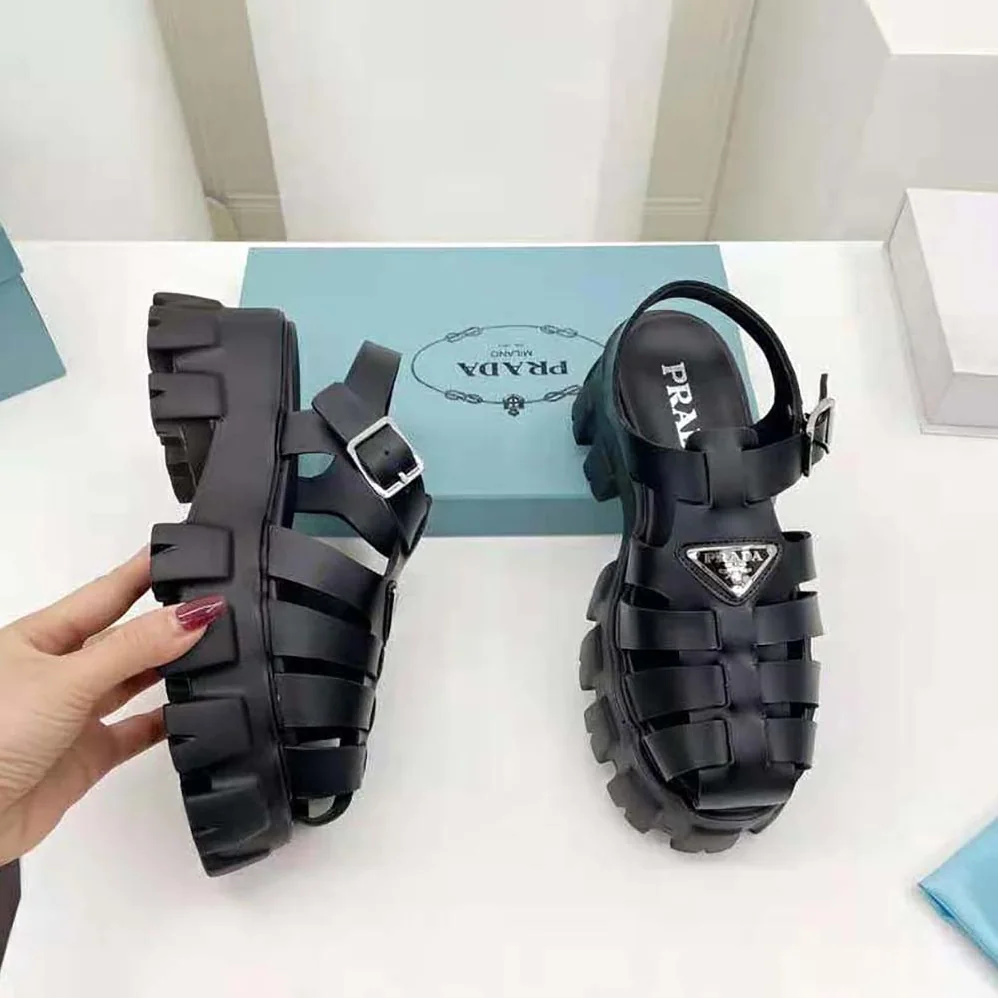 Prada Foam Rubber Sandals in 55 mm Heel Height for Women in Black