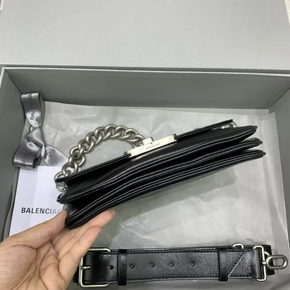 Balenciaga BB Soft Small Flap Bag in Black Peach Calfskin for Women