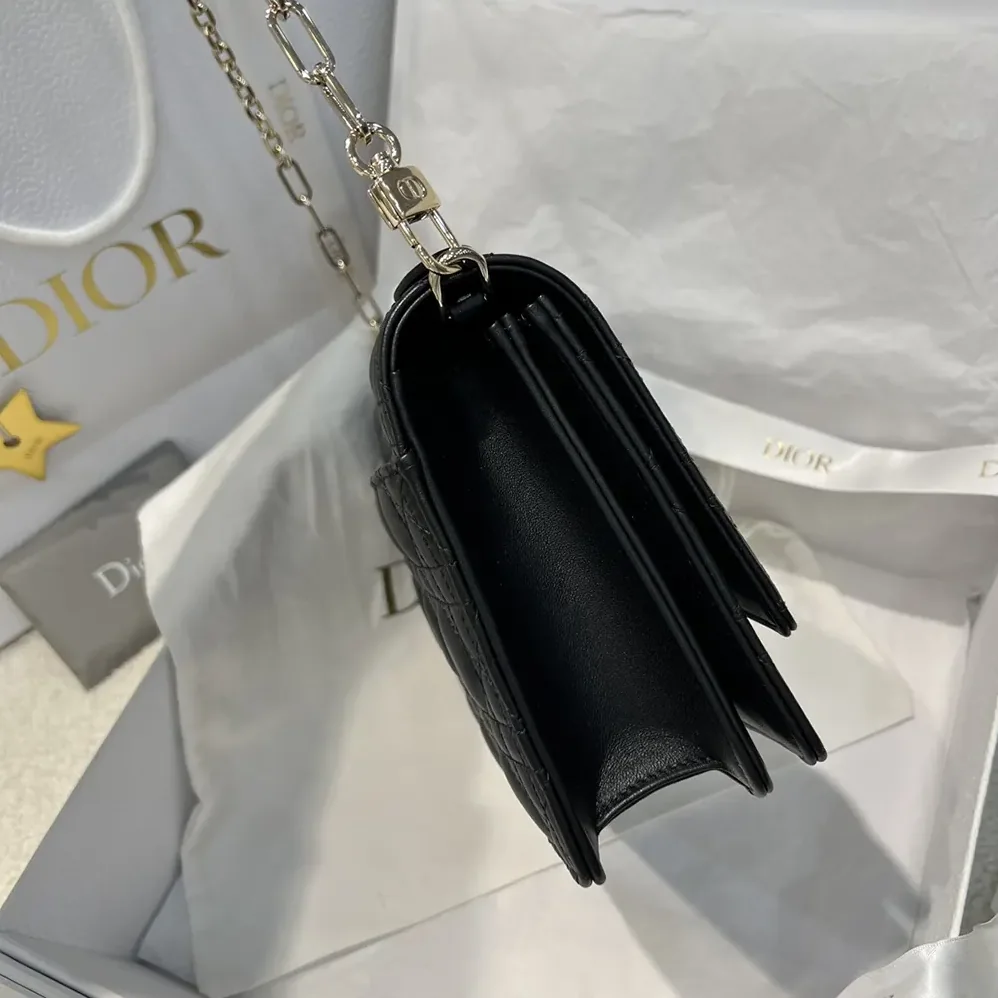 Dior My Dior Top Handle Bag Black Cannage Lambskin for Women