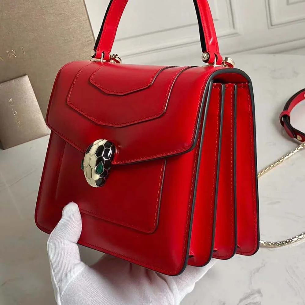Bvlgari Serpenti Forever Flap Cover Bag for Women in Red