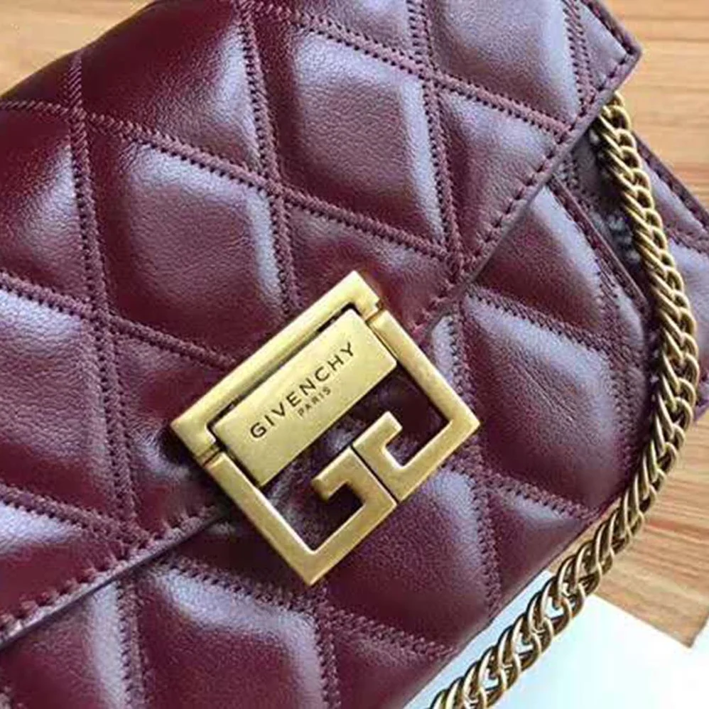 Givenchy Small GV3 Bag in Diamond Quilted Leather for Women in Maroon