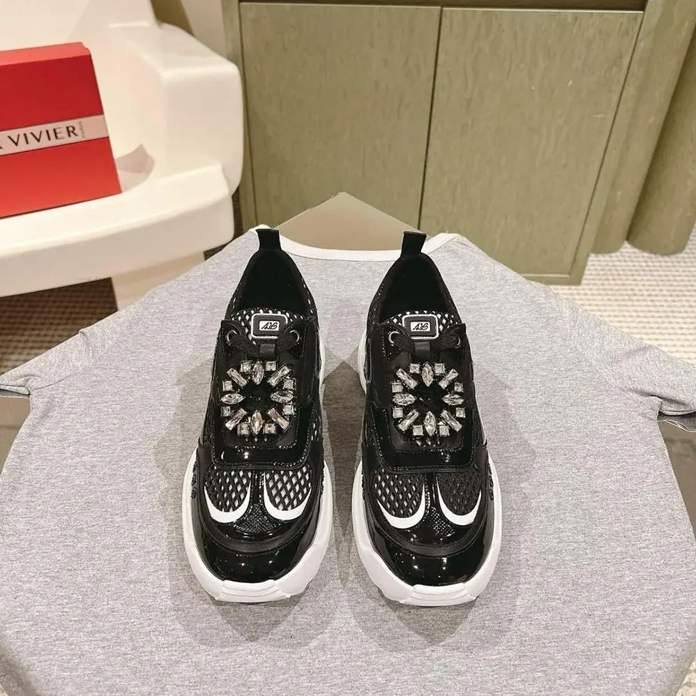 Roger Vivier Viv' on the Run Sneakers in Patent Leather and Fabric for Women in Black Roger Vivier Viv' on the Run Sneakers in Patent Leather and Fabric for Women in Black