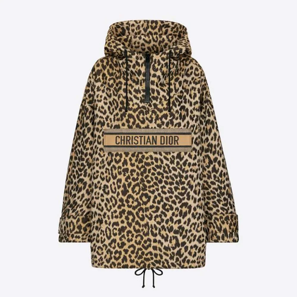 Dior Hooded Anorak Beige Multicolor Mizza Technical Taffeta Jacquard for Women