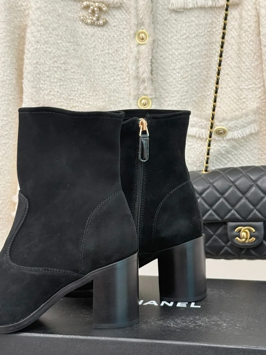 Chanel Ankle Chunky Heel Boots Black / Chanel Ankle Chunky Heel Boots Black /