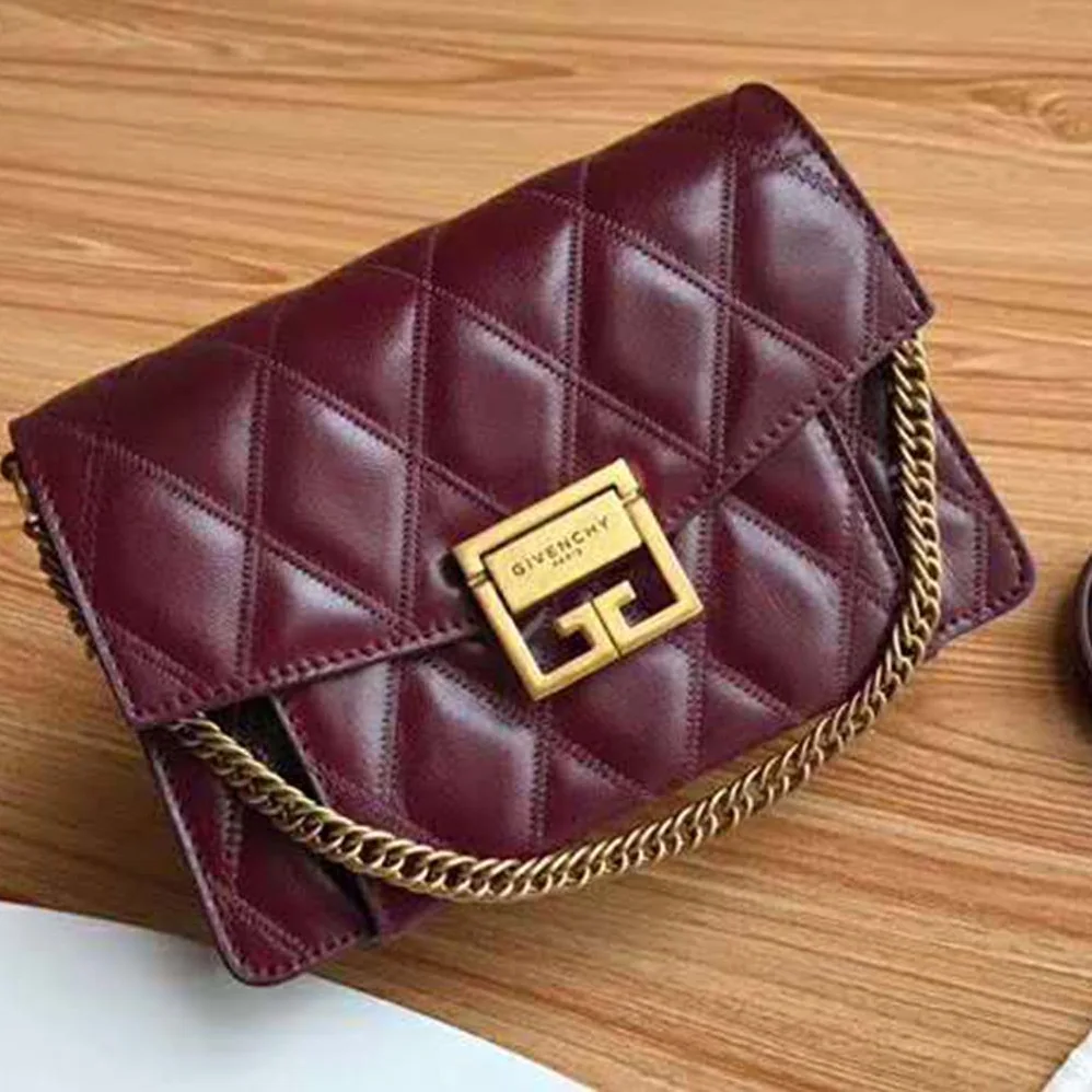 Givenchy Small GV3 Bag in Diamond Quilted Leather for Women in Maroon