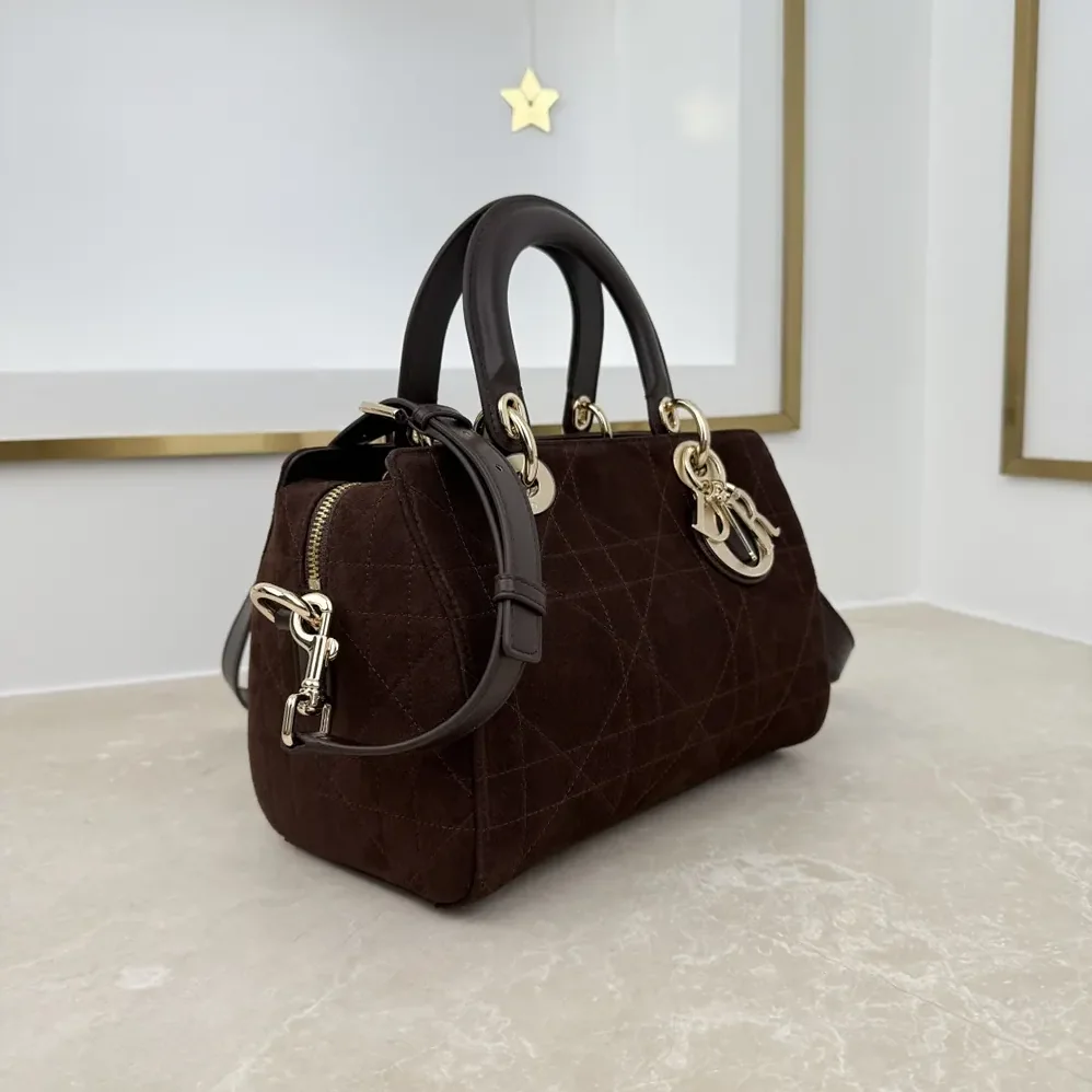 Dior Small Dior Granville Bag Chocolate Flat Macrocannage Suede Calfskin for Women Dior Small Dior Granville Bag Chocolate Flat Macrocannage Suede Calfskin for Women