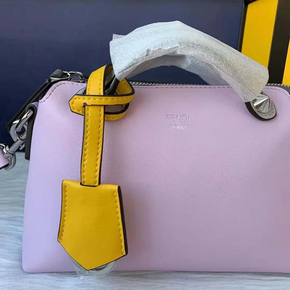 Fendi by the way Mini Multicolor Leather Boston Bag for Women in Pink