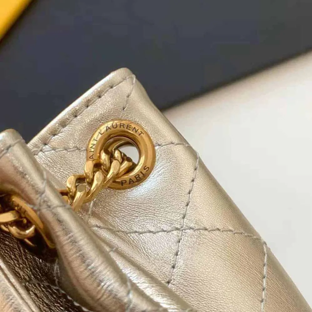 Saint Laurent YSL Monogram Mini Nolita in Lame Leather for Women