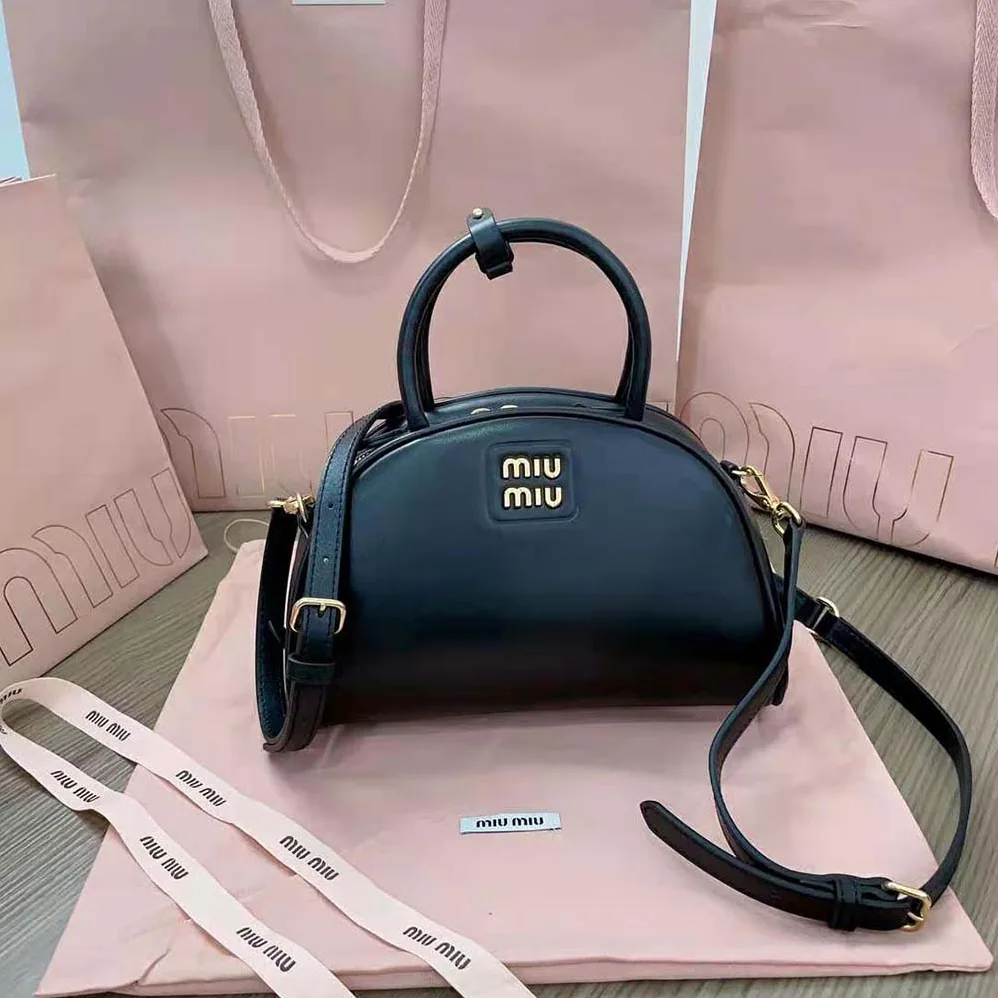 Miu Miu Medium Leather Top-handle Bag for Women in Black