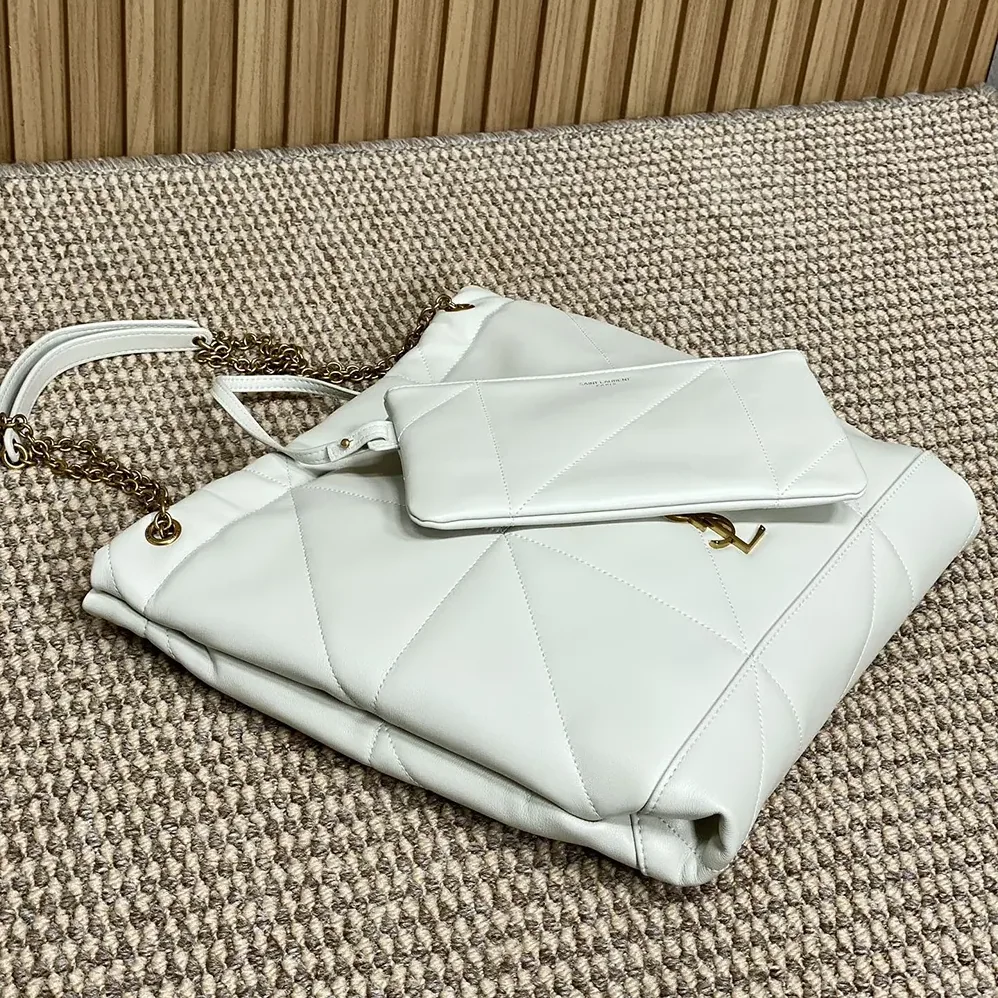 Saint Laurent YSL Jamie Large Pochon In Lambskin for Women in White Saint Laurent YSL Jamie Large Pochon In Lambskin for Women in White