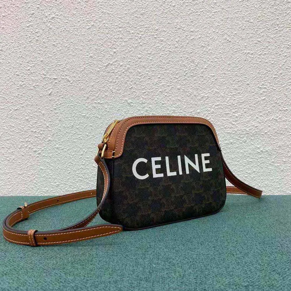 Celine Small Camera Bag in Triomphe Canvas for Women in Brown Celine Small Camera Bag in Triomphe Canvas for Women in Brown