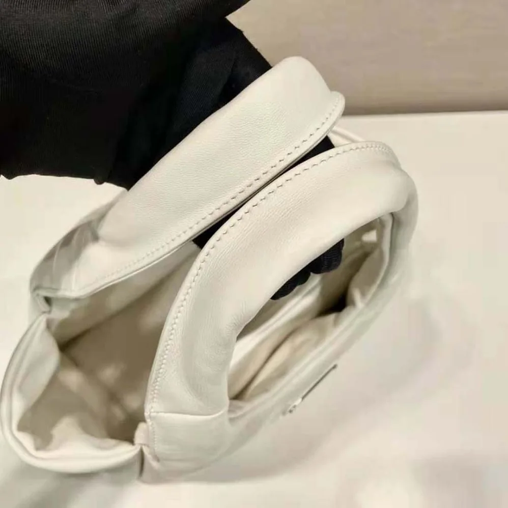 Prada Medium Padded Prada Soft Nappa Leather Bag for Women in White Prada Medium Padded Prada Soft Nappa Leather Bag for Women in White