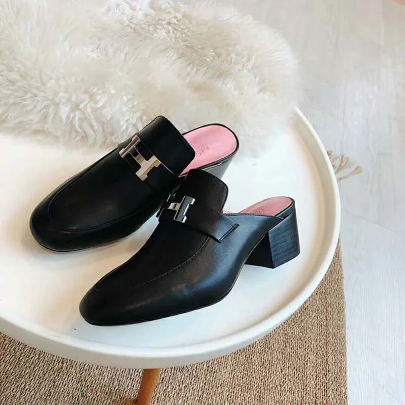 Hermes Shoes Paradis Mule 40mm Heel for Women in Black