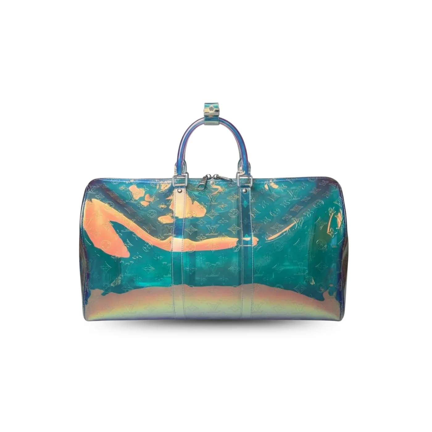 Louis Vuitton Keepall Bandouliere 50 Travel Bag / Iridescent Prism Monogram PVC Silver Hardware Louis Vuitton Keepall Bandouliere 50 Travel Bag / Iridescent Prism Monogram PVC Silver Hardware