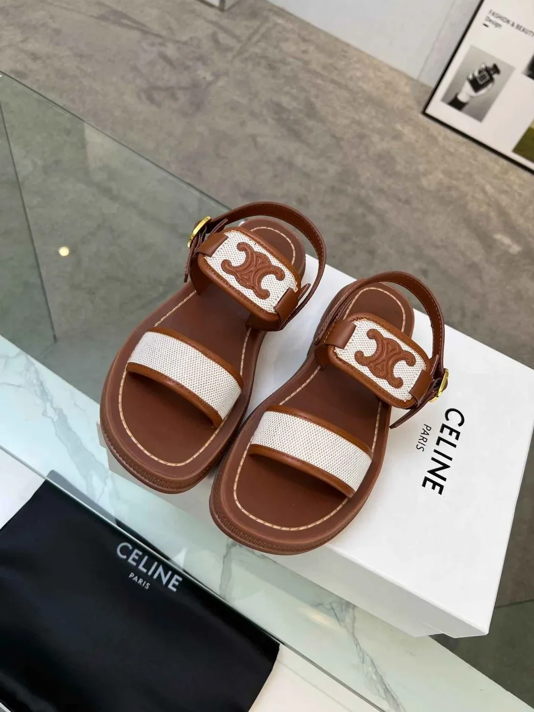 Celine Clea Triomphe Sandal Brown .04UB Celine Clea Triomphe Sandal Brown .04UB