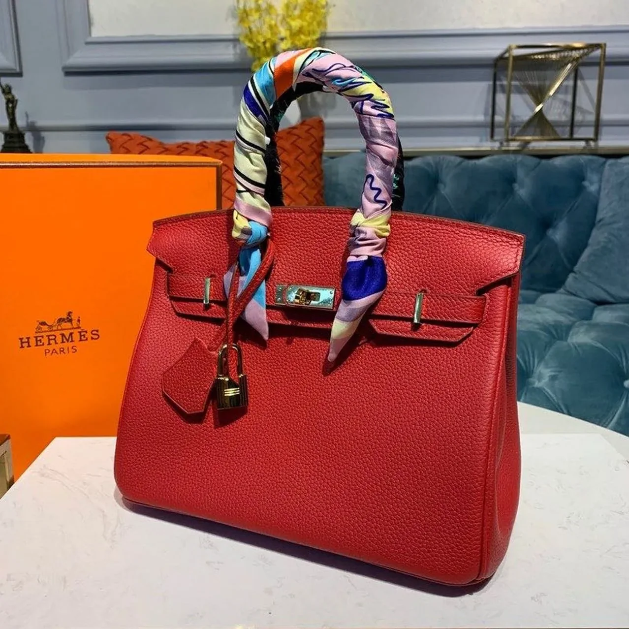 Hermes Birkin Red Semi Handstitched With Gold Toned Hardware / Hermes Birkin Red Semi Handstitched With Gold Toned Hardware /