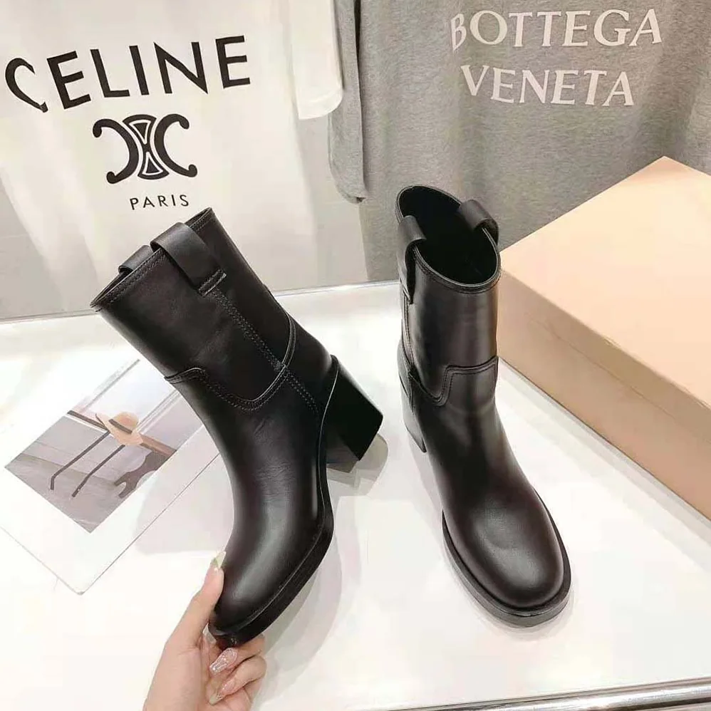 Miu Miu Leather Booties with Hot-stamped Logo for Women in Black