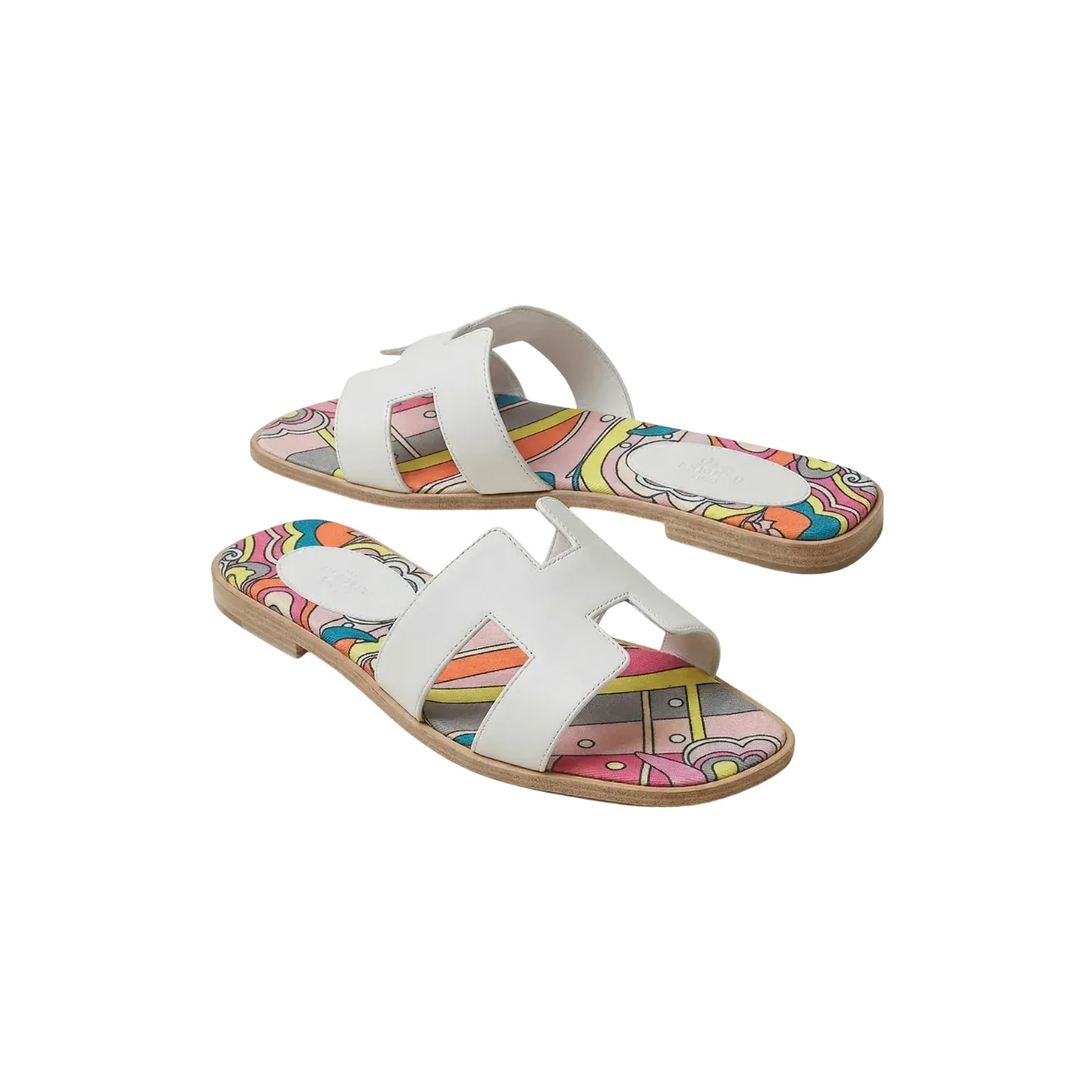 Hermes Oran Sandals White in Multicolor Hermes Oran Sandals White in Multicolor