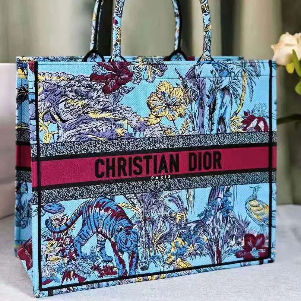 Dior Large Dior Book Tote Celestial Blue Multicolor Toile de Jouy Voyage Embroidery for Women Dior Large Dior Book Tote Celestial Blue Multicolor Toile de Jouy Voyage Embroidery for Women