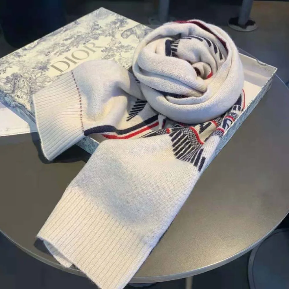 Dior Dioralps Scarf White Three for Women in Tone Wool and Cashmere