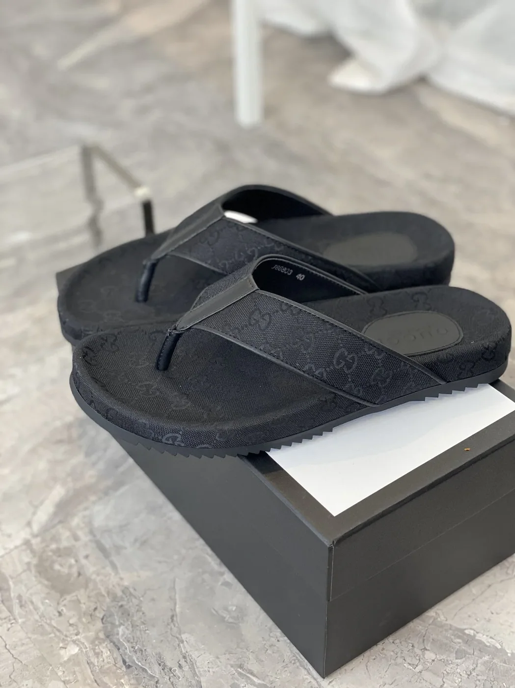 Gucci GG T for Men in Strap Slide Sandals Black Gucci GG T for Men in Strap Slide Sandals Black
