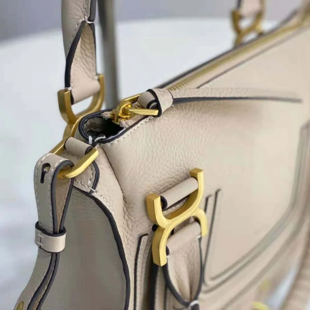 Chloe Marcie Small Double Carry Bag for Women in Beige
