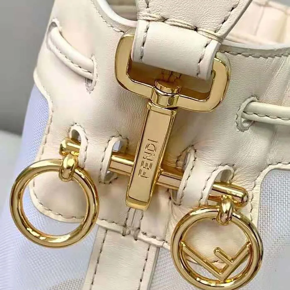 Fendi Mon Tresor Leather and Mesh Mini-bag for Women in White Fendi Mon Tresor Leather and Mesh Mini-bag for Women in White