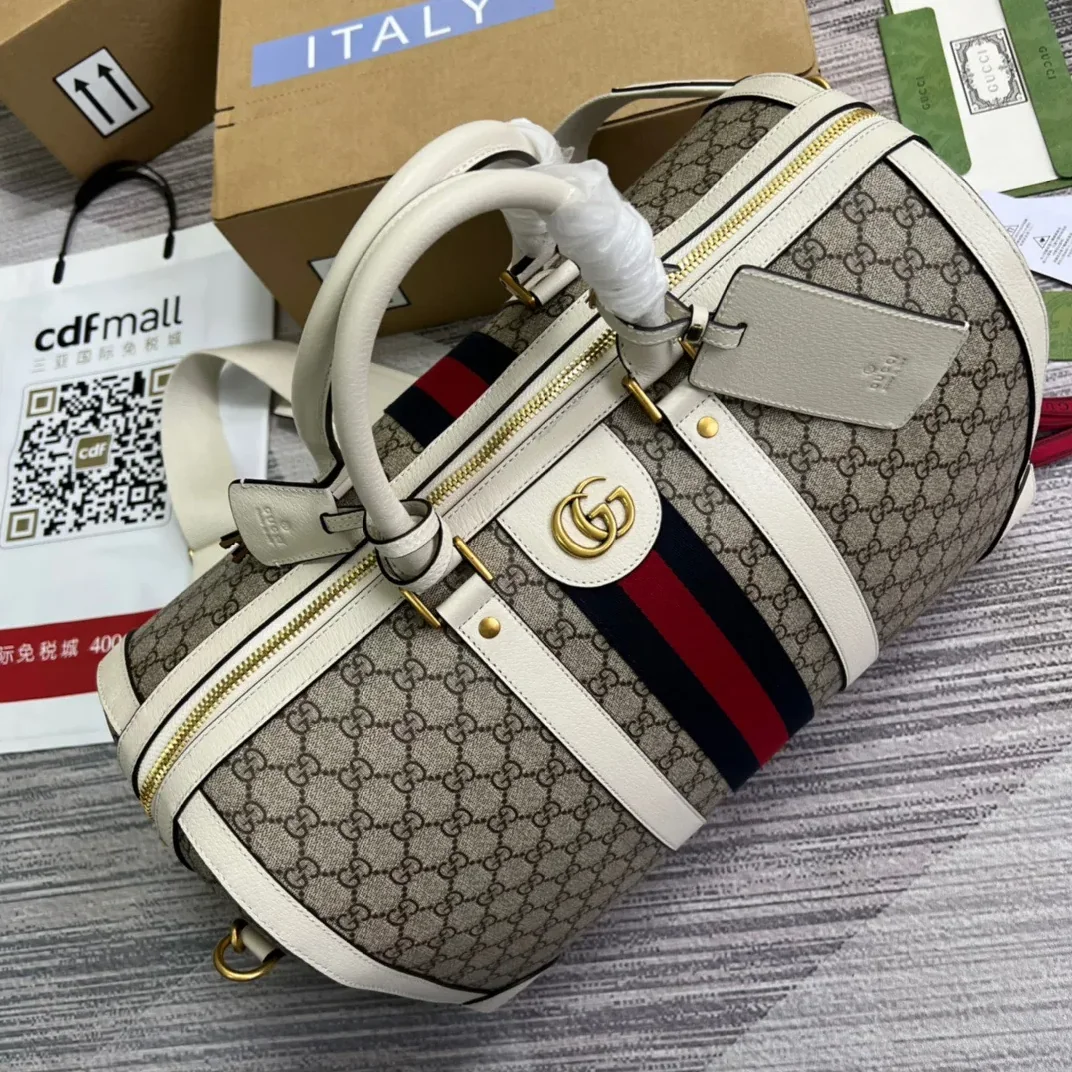 Gucci Ophidia Medium Duffle Bag in Beige Gold Hardware Gucci Ophidia Medium Duffle Bag in Beige Gold Hardware