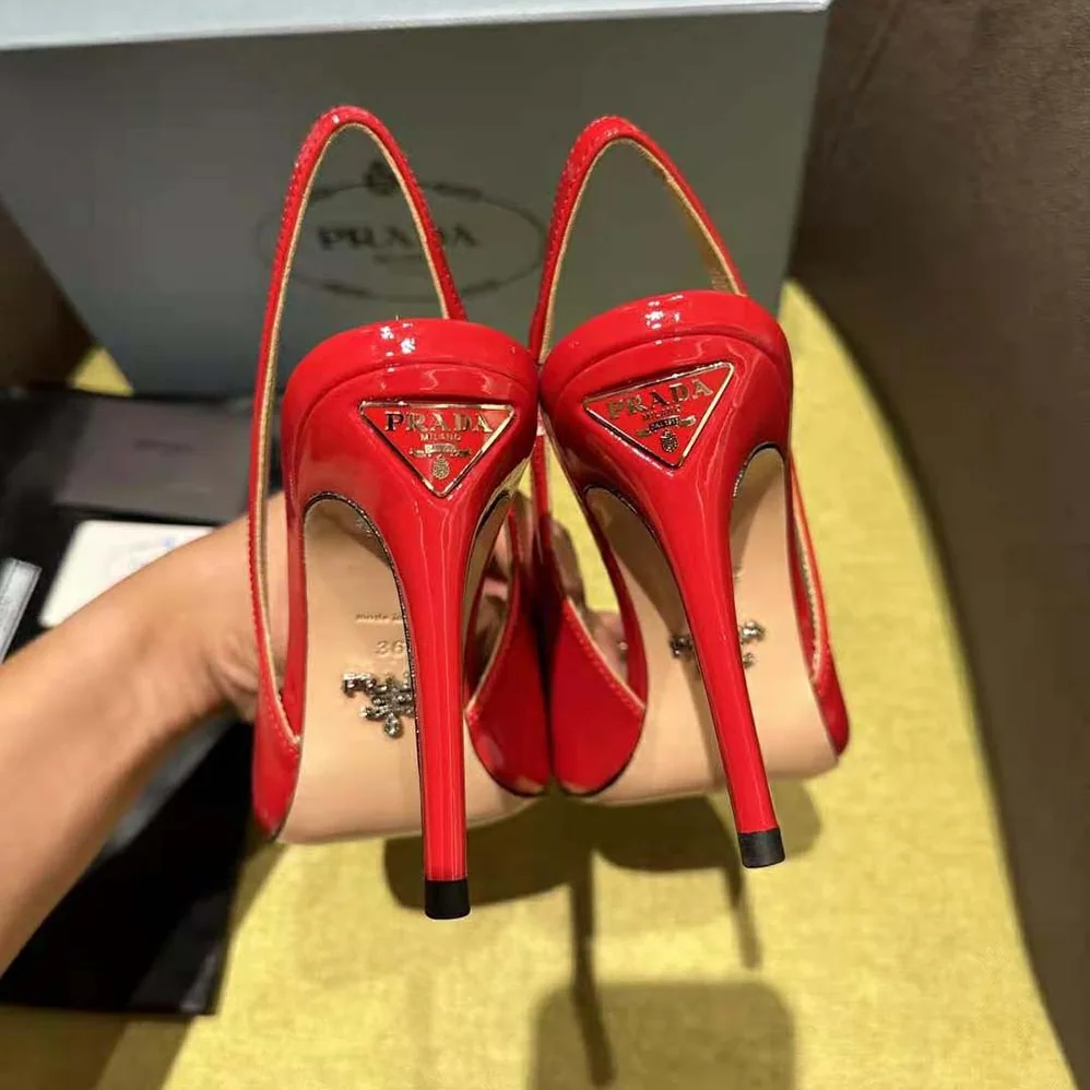 Prada Patent Leather Slingbacks for Women in Red Prada Patent Leather Slingbacks for Women in Red