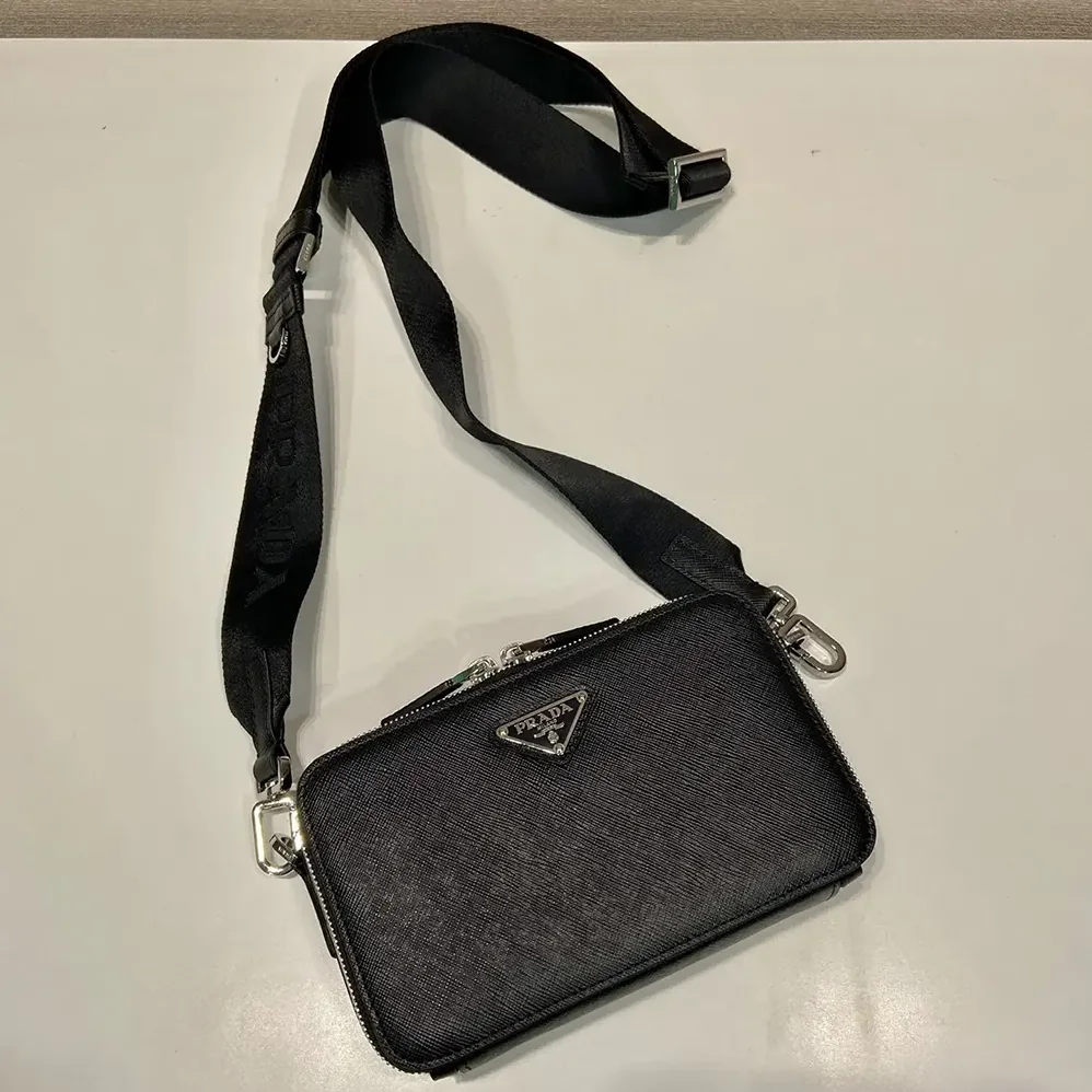 Prada Brique Saffiano Leather Bag for Men in Black Prada Brique Saffiano Leather Bag for Men in Black