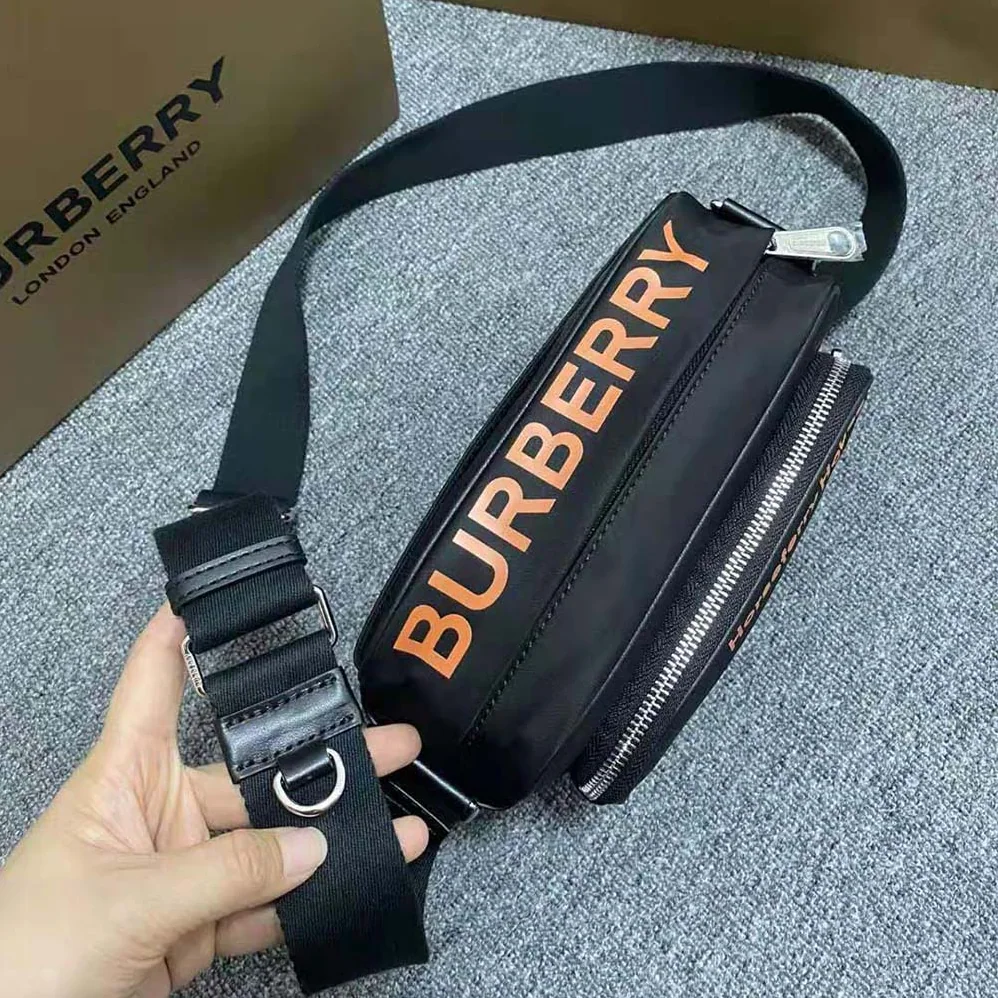 Burberry Coordinates Print Nylon Crossbody Bag for Men in Orange
