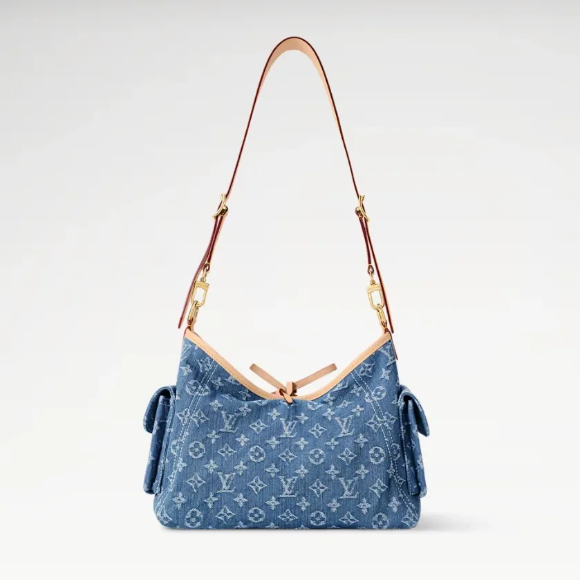 Louis Vuitton Carryall Cargo PM Shoulder Bag in Blue Denim Gold Hardware