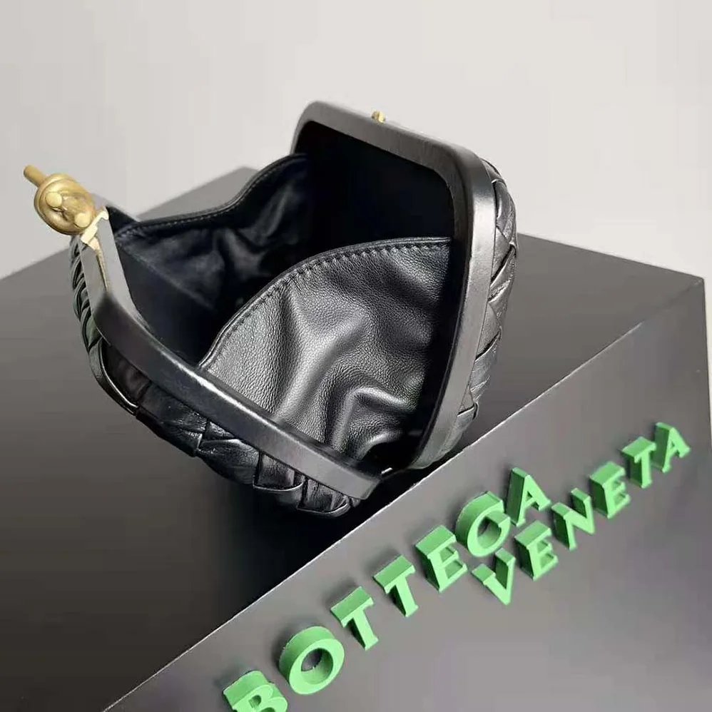 Bottega Veneta Knot Minaudiere Padded Intreccio Leather Minaudiere for Women in Black