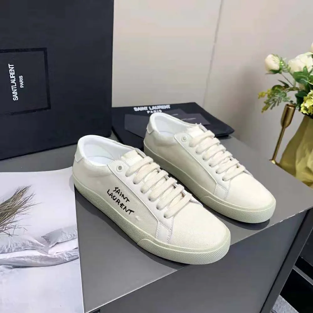 Saint Laurent YSL Court Classic SL/06 Sneakers Embroidered with Saint Laurent for Women Saint Laurent YSL Court Classic SL/06 Sneakers Embroidered with Saint Laurent for Women