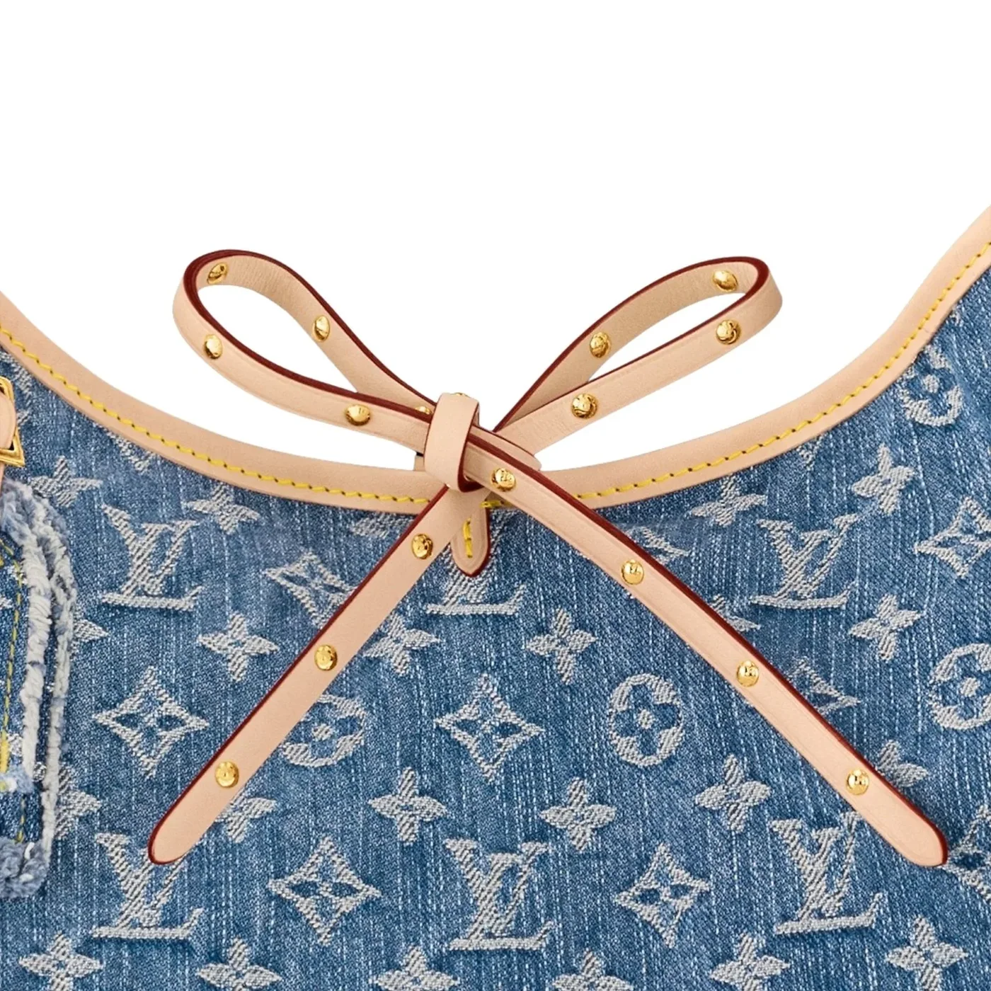 Louis Vuitton CarryAll MM Shoulder Bag in Blue Denim Gold Hardware