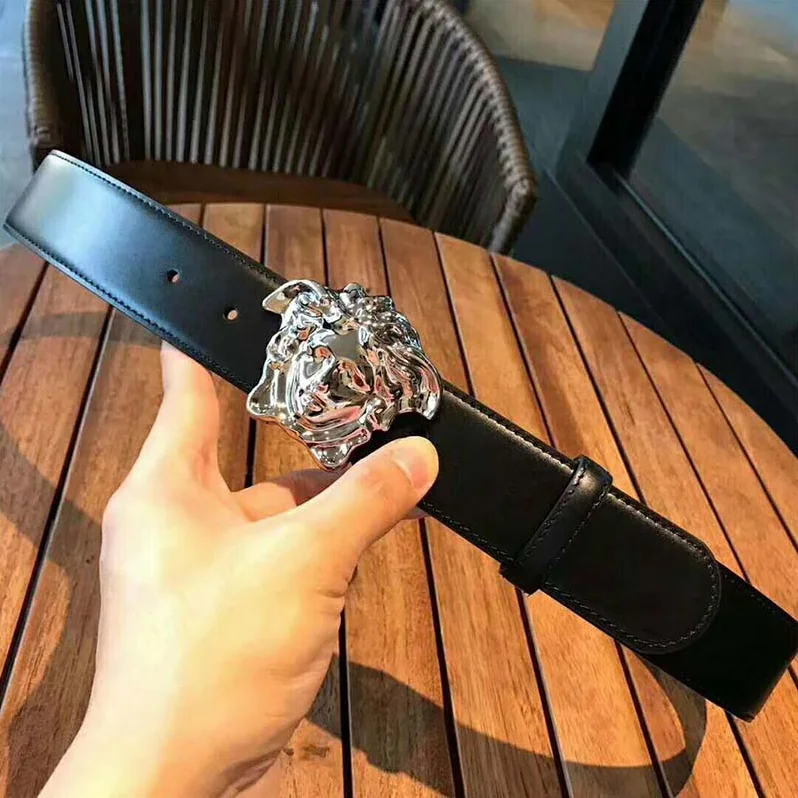 Versace Palazzo Belt with Medusa Buckle for Men in Black Versace Palazzo Belt with Medusa Buckle for Men in Black