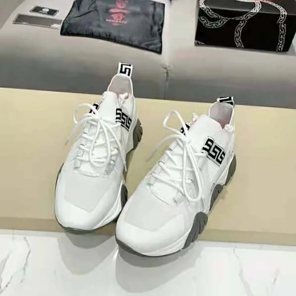 Versace Squalo Knit Sneakers for Women in White