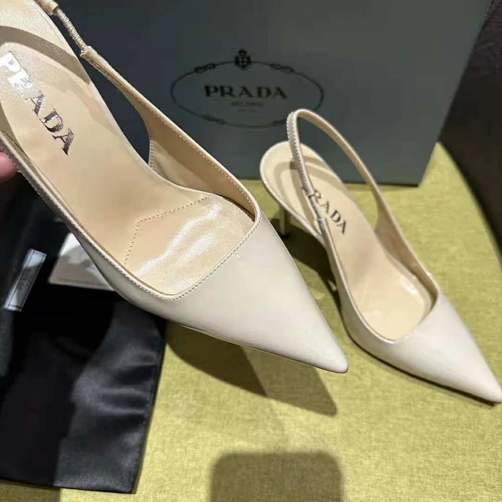 Prada Patent Leather Slingbacks for Women in White