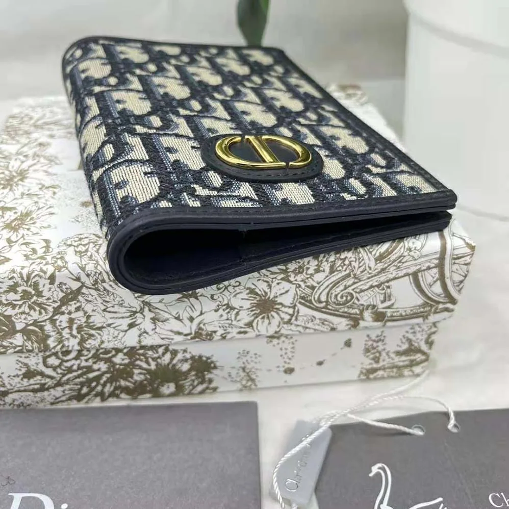Dior 30 Montaigne Passport Holder Blue Dior Oblique Jacquard for Women