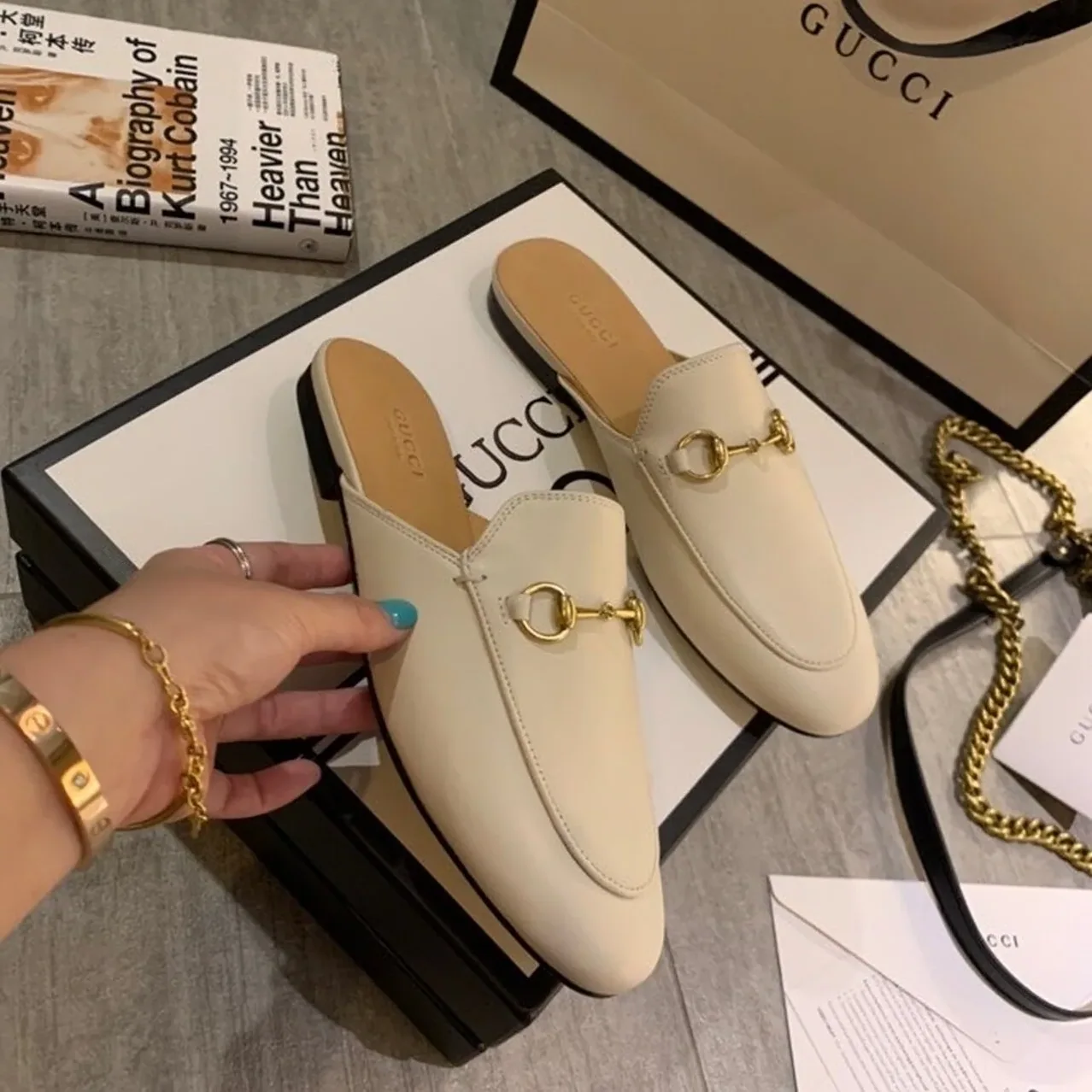 Gucci Princetown Slipper White GG for Women Gucci Princetown Slipper White GG for Women