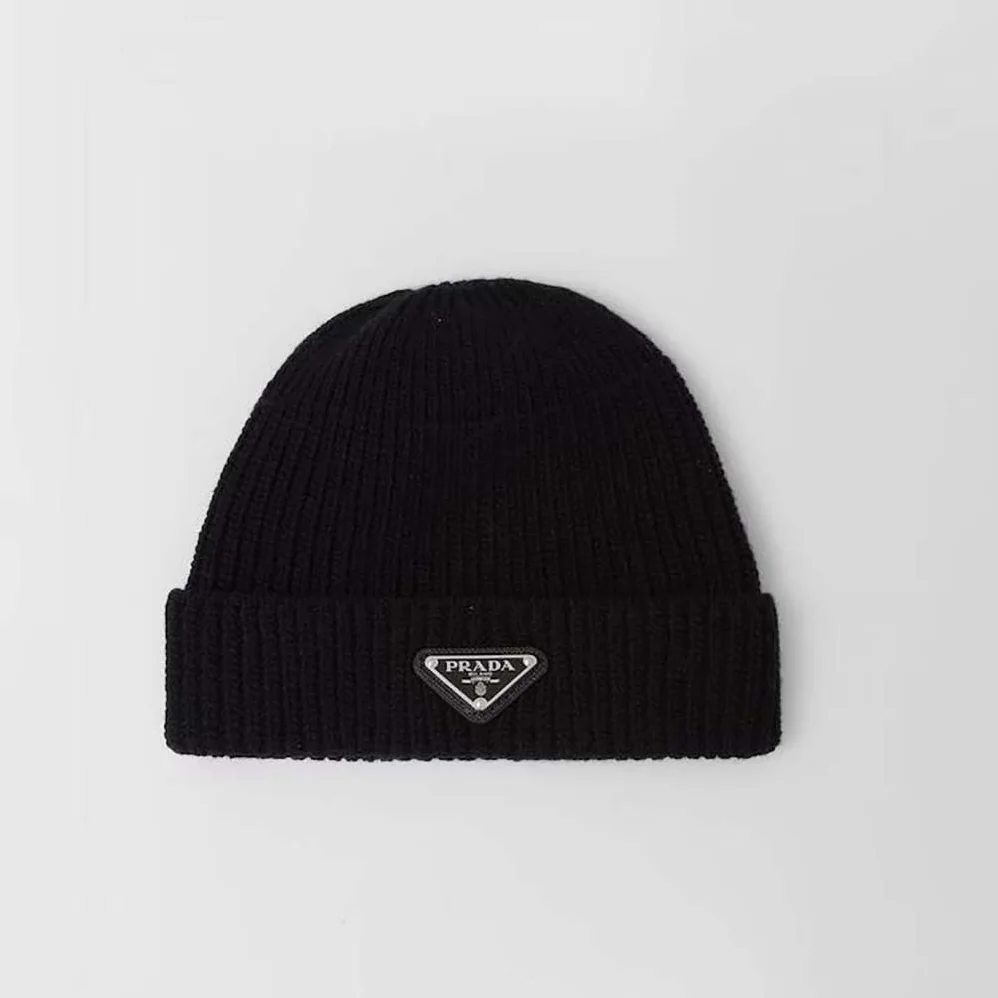 Prada Wool and Cashmere Beanie for Unisex in Black Prada Wool and Cashmere Beanie for Unisex in Black