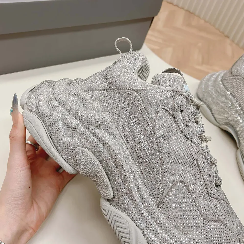 Balenciaga Triple S Sneaker with Rhinestones in Dark Grey for Unisex Balenciaga Triple S Sneaker with Rhinestones in Dark Grey for Unisex