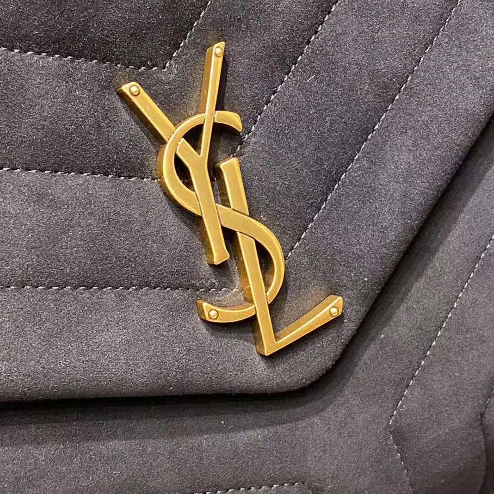 Saint Laurent YSL Loulou Medium Chain Bag in “Y”-Quilted Suede for Women in Black