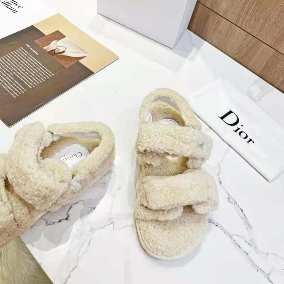 Dior Dioract Sandal White Shearling for Women