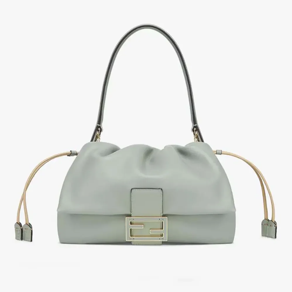 Fendi Mamma Baguette Medium Matcha Green Nappa Leather Bag for Women