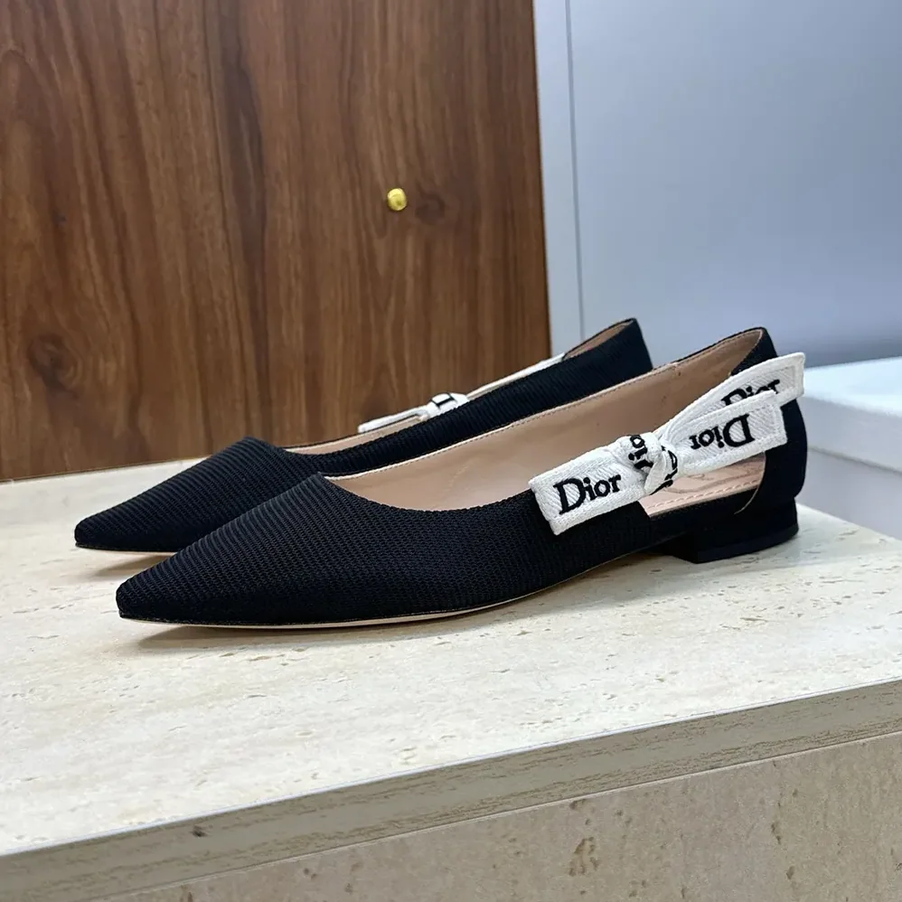 Dior J'Adior Ballet Flat Black Technical Fabric for Women