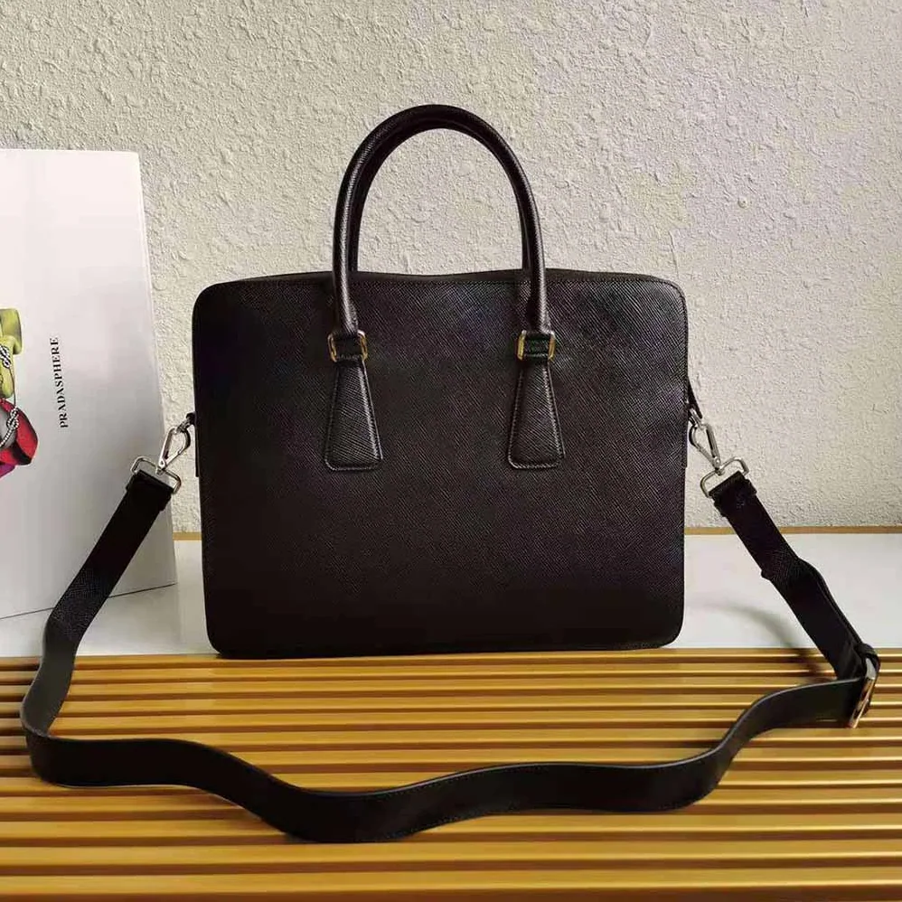 Prada Saffiano Leather Briefcase for Men in Black Prada Saffiano Leather Briefcase for Men in Black