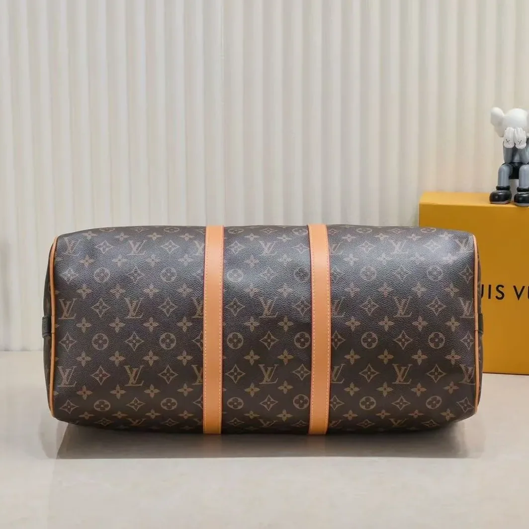 Louis Vuitton Keepall Bandouliere 45 Travel Bag in Brown Black Hardware Louis Vuitton Keepall Bandouliere 45 Travel Bag in Brown Black Hardware