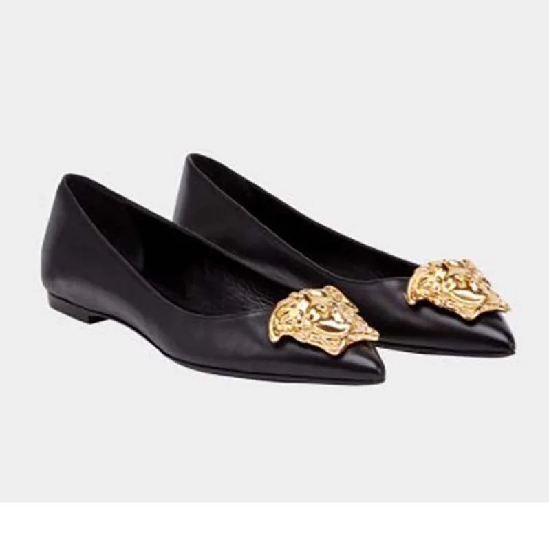 Versace Shoes Palazzo Ballerina Flats 5mm Heel for Women in Black Versace Shoes Palazzo Ballerina Flats 5mm Heel for Women in Black